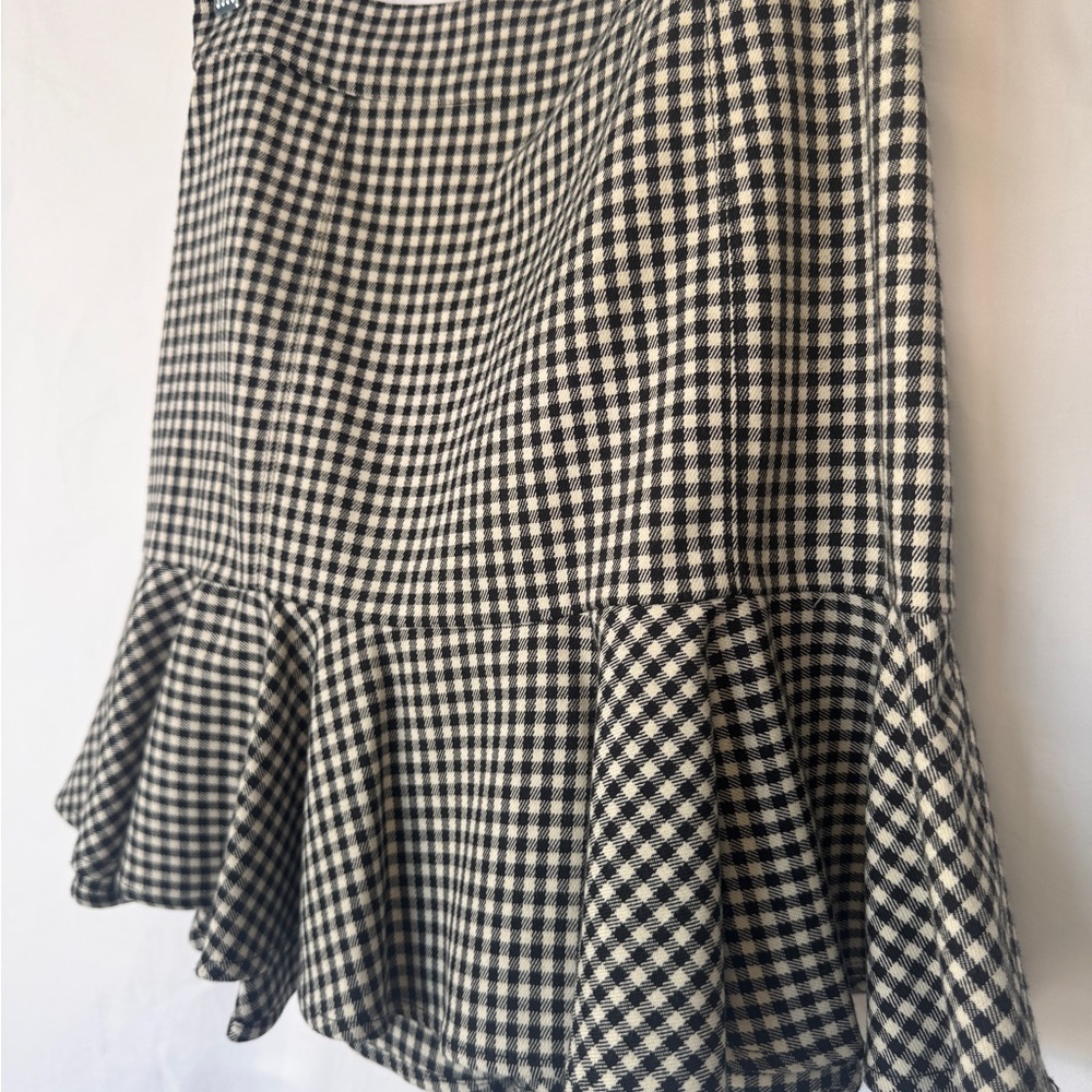 Veronica Beard Black and White Gingham Ruffle Hem Skirt - Picture 4 of 6